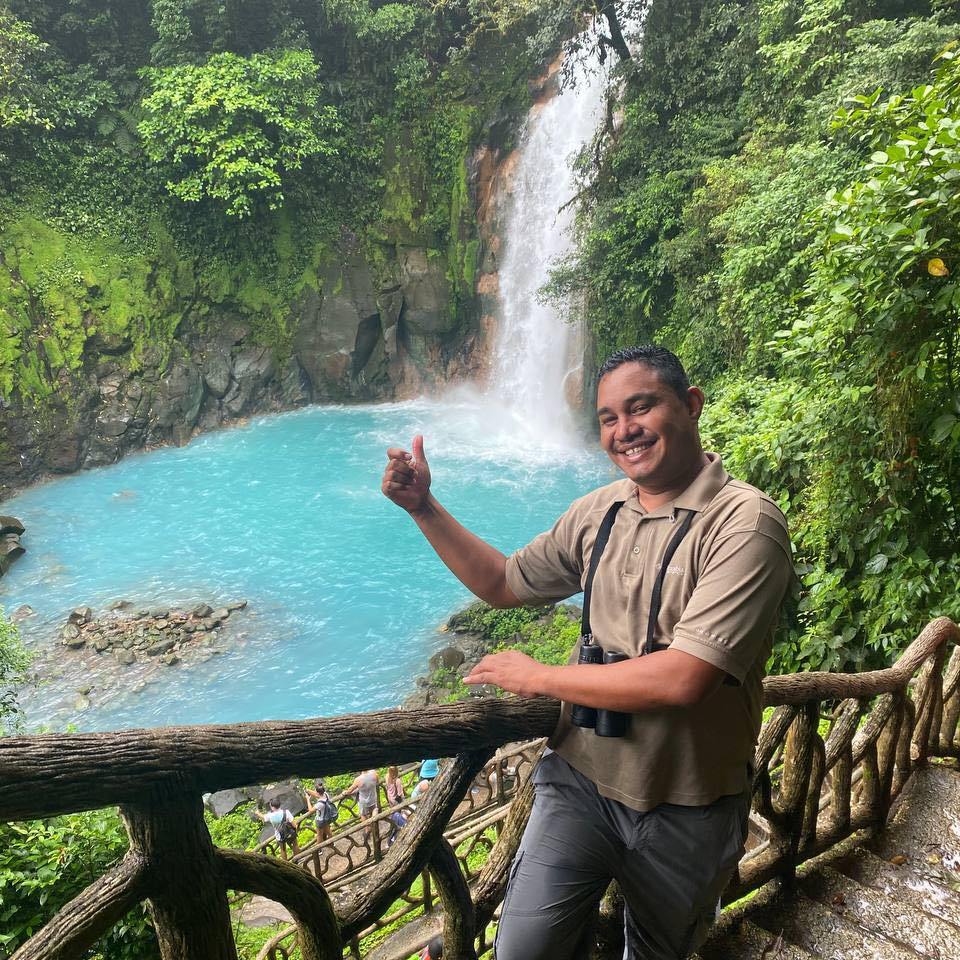 Santos Fuentes Herrera at Río Celeste waterfall